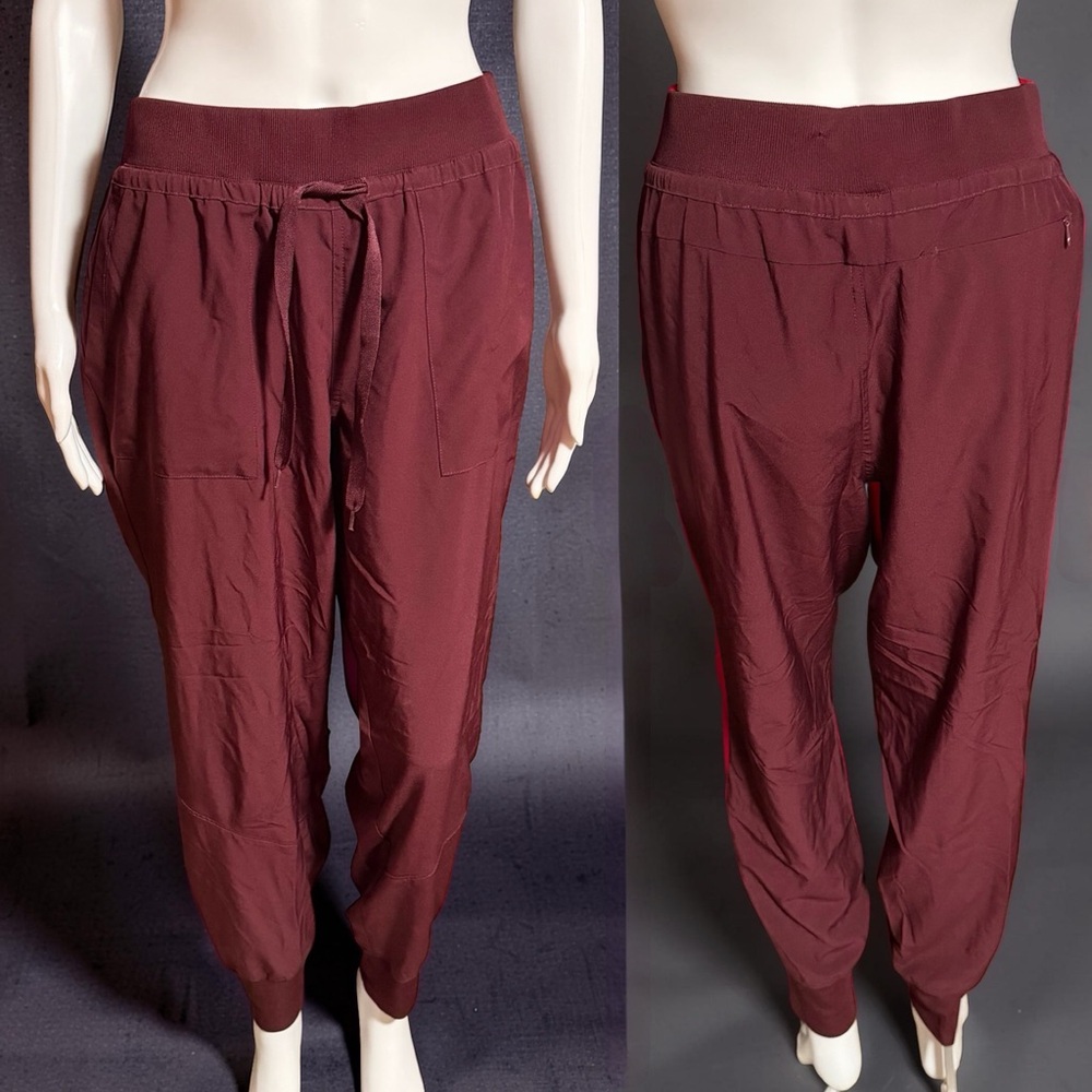 Jockey Burgundy Jogger Pants Large L/G Stretch Elastic Waist Athleisure